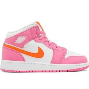 Nike 2022 Air Jordan 1 Mid GS Pinksicle Orange sneakers EUC